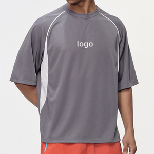 Camisetas de streetwear personalizadas extragrandes con paneles en contraste, camisetas de verano lisas, camisetas casuales con bloques de color - Product Image 1