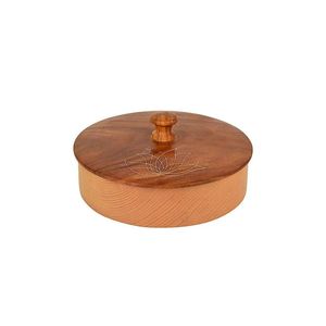 Boîte de rangement pour roti artisanale de qualité supérieure, boîte à chapati en bois avec pot à épices, organisateur de cuisine, accessoire utilitaire pour la maison - Product Image 1