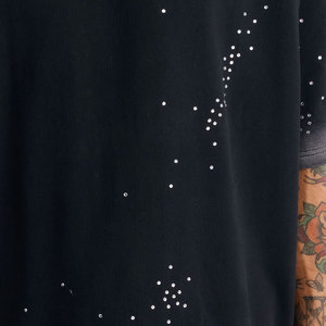 <b>Top</b> Quality Heavyweight 100%Cotton Tshirt Hell/stars Retro Loose T Shirt Hot Brick <b>Graffiti</b> Printed Rhinestones Men's T-shirt - Product Image 6