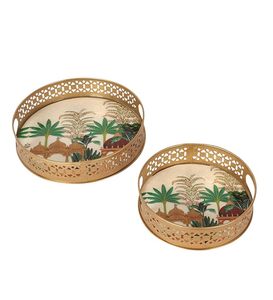 Ensemble décoratif de pot et plateau en métal Pichwai pour cadeaux, décoration intérieure, cadeau de retour de festival - Product Image 5