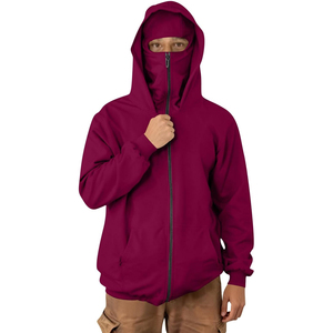 Sweat à capuche cagoule intégrale zippé pour homme en molleton 100% coton, hiver, épaules tombantes, masque facial intégral, impression numérique, anti-plis - Product Image 4