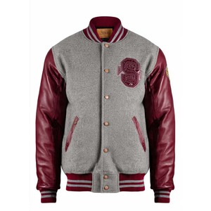 <b>Mens</b> Pink Varsity <b>Jacket</b> Genuine Leather Sleeves Embroidered <b>Letter</b> D Front Turn-down Collar Preppy Style Winter Wear Breathable - Product Image 2