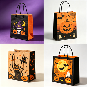 Sacchetti Regalo in Carta Kraft Antigrasso di Lusso Personalizzati OEM/ODM per Halloween |   Sacchetti Ecologici Laminati Riutilizzabili per Dolcetti o Scherzi in Grandi Quantità - Product Image 1