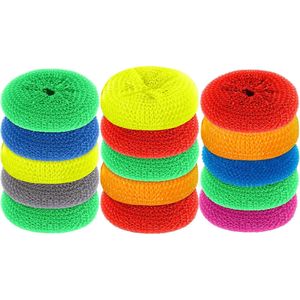 Set di 15 Spugne per Piatti in Rete di Nylon Anti-Graffio Colori Arcobaleno, Tamponi Rotondi in Plastica per Piatti, Pentole, Spugne e Pagliette Abrasive - Product Image 1