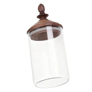 Pot en verre avec couvercle en bois pour conserver les aliments frais plus longtemps, adapté pour le stockage des collations, des épices, du sucre et du thé. - Product Image 1