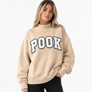 Sudadera Oversize Personalizada para Mujer con Cuello Alto, Bordado de Chenilla, Forro Polar, Ajuste Holgado, Estilo Casual Urbano, Fabricación OEM ODM - Product Image 1
