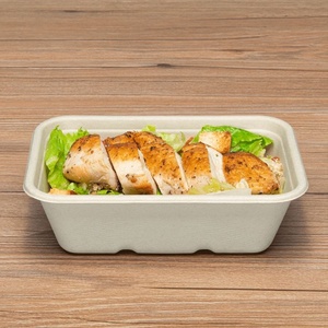 Boîte alimentaire jetable 100% compostable en bagasse, emballage alimentaire biodégradable, conteneur pour repas de 650 ml, anti-fuite, formes rectangulaires - Product Image 1