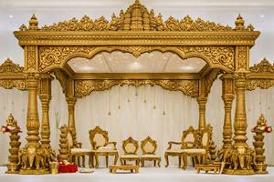 Modern Designer <b>Mirror</b> Panel Mandap for Hindu Wedding Ceremony Luxury Carved Wedding Mandap <b>Lightweight</b> Metal Construction India - Product Image 5