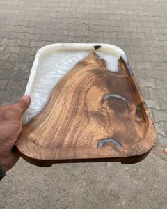 Stylish Wooden And Resin <b>Tray</b> For Modern Home Decor And Premium Restaurant Serving Presentation Applications - Product Image 1