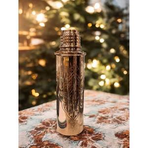 Decorative Etched <b>Copper</b> Drinking Bottle Vintage Floral Pattern <b>Screw</b> Cap Beverage Container Home Table Collection Gift - Product Image 3