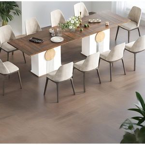 Set Tavolo da Pranzo Rettangolare Moderno per 6 Persone, Arredamento Cucina in Legno con Base Robusta, Mobili Moderni Eleganti - Product Image 2