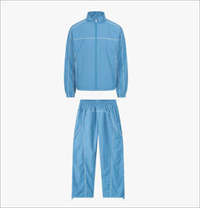 Ensemble coupe-vent en nylon hautement personnalisable unisexe avec fermeture éclair, blocs de couleur, capuche, toutes tailles, imperméable, imprimé, pour le printemps et le travail - Product Image 1