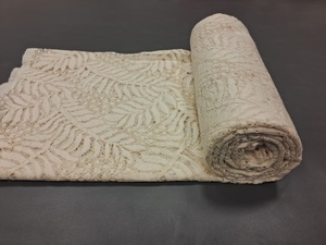 Wholesale Factory Premium Cream <b>Net</b> <b>Fabric</b> with Leaf Pattern-All Over Fern & Palm Motif Stretch Lace Material for Designer Dress - Product Image 4