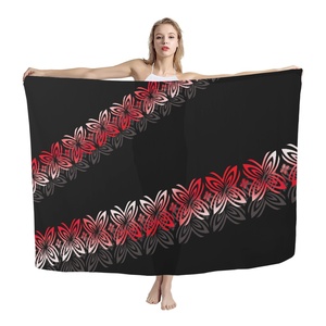 Paréo de plage maxi unique à imprimé tribal polynésien pour femme, cache-maillot de bain personnalisé, vêtement de plage imperméable, style hawaïen estival - Product Image 1