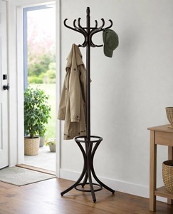 Porte-parapluies haut en métal blanc avec design porte-manteau, idéal pour l'entrée, la décoration intérieure et le rangement fonctionnel, provenant d'Inde - Product Image 2