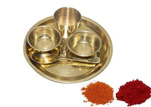 ชุดถาดทองเหลืองขนาดเล็กสำหรับพิธีกรรม ประกอบด้วยจาน ชาม ช้อน กาลาช ชุดอุปกรณ์พิธีกรรมแบบพกพา สำหรับบูชาที่วัด ขนาดพกพา ตกแต่งแบบดั้งเดิม - Product Image 3