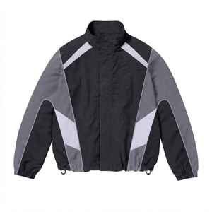 Custom <b>Men's</b> Windbreaker Tracksuit <b>Thermal</b> Print Embroidery Lightweight Zip Contrast Color 2 Piece Biker Sportswear OEM - Product Image 2