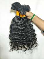 Extensions de cheveux humains indiens bruts de style birman, texture bouclée, tissage de cheveux Remy, ondulations profondes naturelles non traitées, cheveux coupés à la machine