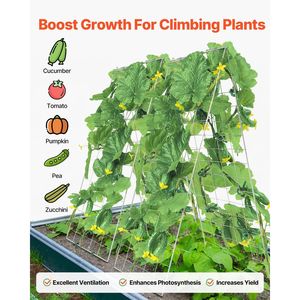 Set di tralicci pieghevoli in metallo da 35 x 55 pollici per cetrioli, con clip per piante rampicanti, per orti rialzati, recinzioni da giardino e accessori per tralicci - Product Image 4