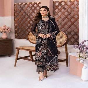 Vestidos Panjabi pakistaníes bordados de gasa para mujer en trajes de 3 piezas de gasa Diseñadores paquistaníes de Ramsha Trajes de novia - Product Image 5