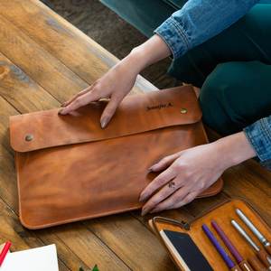 Funda de Piel Vintage para Portátil con Logotipo Personalizado, para Mujeres, Uso en Oficina y Negocios, LS-0201 - Product Image 1