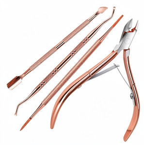 Kit professionnel 4 pièces de manucure et pédicure : mini lime à ongles, coupe-cuticules, outils pour ongles incarnés, rehausseur d'ongles en acier inoxydable - Product Image 1