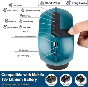 <span class=keywords><strong>Altavoz</strong></span> Bluetooth Inalámbrico para Batería <span class=keywords><strong>Makita</strong></span> de 18v, Emparejamiento TWS, BT5.3, Entrada AUX TF USB, <span class=keywords><strong>Altavoz</strong></span> Bluetooth Portátil para Fiestas en Casa - Product Image 2