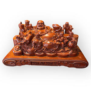 La estatua del Buda Maitreya de las Cinco Bendiciones está tallada en un solo bloque de madera de Huong. - Product Image 5