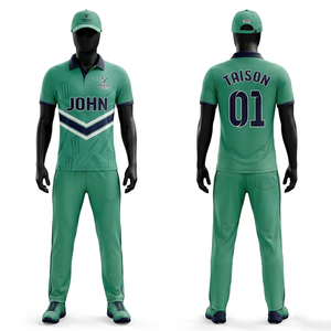 Uniforme de cricket pour femmes en polyester respirant 180 GSM, vert lime, panneaux contrastés bleu marine, logo d'équipe personnalisé imprimé - Product Image 4