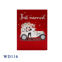 Carte de vœux pour voiture de mariage « Just Married » tendance, best-seller, personnalisée, style 3D pop-up fait main, artisanat en papier, Thanksgiving