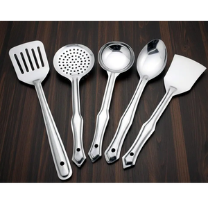 Stainless Steel <b>Cooking</b> <b>Utensils</b> Cook Soup Ladle Spoon Frying Spoon <b>Set</b> With Silver Finish & Under Your Budget - Product Image 6