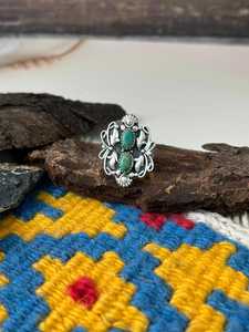 Artisan Kingman Turquoise <b>Adjustable</b> <b>Ring</b> Handcrafted Sterling Silver Southwestern Gemstone Jewelry Western Boho Style - Product Image 3