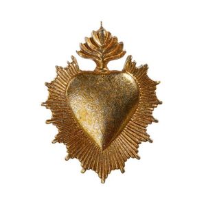 Pendentif flamboyant en laiton personnalisé Cœur Sacré, Décoration d'autel catholique Ex Voto, Ornement mural religieux vintage, Fournisseur en gros - Product Image 2