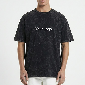 เสื้อยืดคอกลมทรงโอเวอร์ไซส์ ผ้าฝ้าย 100% คุณภาพสูง สไตล์ฮิปฮอปลำลอง ล้างสีแบบแอซิด พิมพ์ลายโลโก้ด้วยเทคนิค DTG ระบายอากาศได้ดี น้ำหนัก 180 กรัม - Product Image 1