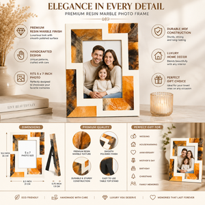 Cadre photo en résine marbrée artisanale 5x7, cadre photo décoratif moderne pour présentation sur table, décoration de luxe pour salon, cadeau - Product Image 3