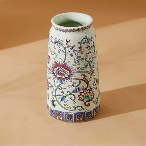 <b>Red</b> Metal Tabletop <b>Vase</b> with Floral Design Handmade for Chinese New Year Decor - Product Image 2
