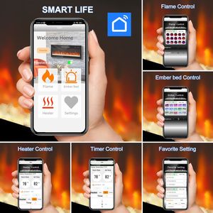 Chimenea Eléctrica Inteligente de 50 Pulgadas con WiFi, Diseño Empotrado en la Pared - Product Image 6