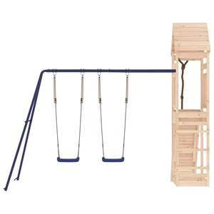 Structure de jeu extérieure en bois de pin massif avec accessoire balançoire en polypropylène bleu et marron - Product Image 4