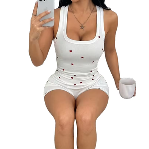 Women's 2-Piece Animal Print Sleeveless Robe Shorts Set Breathable Luxury Bamboo Microfiber Drawstring Closure Autumn Casual - Product Image 1