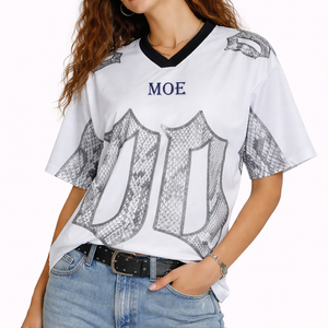 Maillot de football américain personnalisé Y2K Streetwear, col en V, imprimé serpent, maillot en mesh unisexe, maillot de football, haut OEM, marque privée USA - Product Image 1