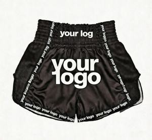 Pantalones Cortos de Muay Thai Personalizados al por Mayor para Hombre, Color Verde Azulado, Satinados, con Cinta Lateral con Logotipo Impreso, Cintura Elástica, Ropa de Combate - Product Image 1