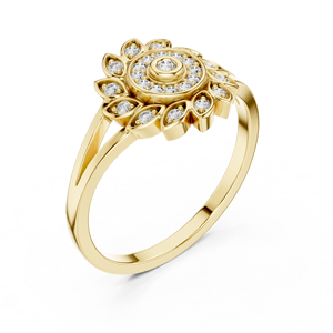 Anillo de oro macizo de 14k para mujer con diseño de flor romántica, corte redondo minimalista, ideal para regalo, compromiso, aniversario, boda. - Product Image 3