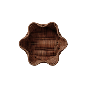Scalloped Edge Handwoven Rattan Basket Decorative <b>Wicker</b> Storage Bowl Elegant Floral Shape Organizer Boho Chic Home Decor - Product Image 5