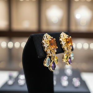 <b>Top</b> Selling Yellow Oval CZ Earrings 925 Sterling <b>Silver</b> 18K Gold Plated Trendy Fashion Earrings Handmade Statement Jewelry - Product Image 3