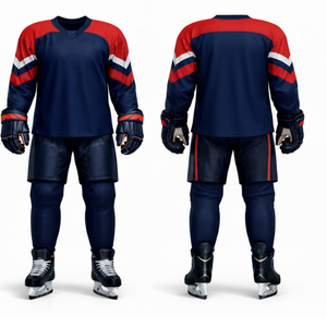 Ensemble d'uniformes de hockey sur glace haut de gamme, vêtements de sport durables, maillot et pantalon, confortables, respirants, en polyester, logo personnalisé, nom de marque personnalisé - Product Image 3