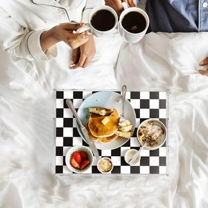 t Serving Tray with Handles Clear Acrylic Tray Decorative Rectangular Tray Organizer for Ottoman Coffee <b>Table</b> Bathroom - Product Image 3