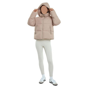 Women's <b>Cropped</b> <b>Puffer</b> <b>Jackets</b> Warm Winter <b>Jacket</b> with Removable Hood Zipped Pockets Short Ladies Quilted Coat Insulated Cold - Product Image 3