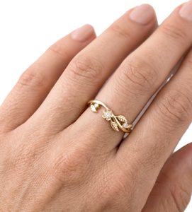 Manufacturing Round Lab Diamond 18K Solid Gold <b>Proposal</b> <b>Ring</b> Wedding Bridal <b>Ring</b> Minimalist Leaf & Flower Designer Curved <b>Ring</b> - Product Image 6