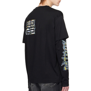 เสื้อยืดกราฟิก Y2K สไตล์วินเทจ ทรงโอเวอร์ไซส์ สตรีทแวร์ลำลอง ล้างสีแบบแอซิด ผ้าสองชั้น แขนยาว สำหรับผู้ชาย - Product Image 2