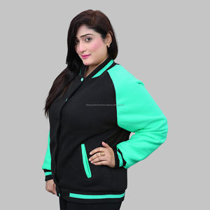 Chaqueta personalizada de algodón con mangas turquesas y cuerpo negro, chaqueta con letras, construye tu propia chaqueta universitaria para mujer para clubes escolares - Product Image 5
